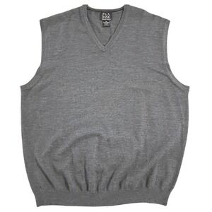 Jos A BANK Signature Collection Mens XL VNeck Merino Wool Vest Charcoal Gray